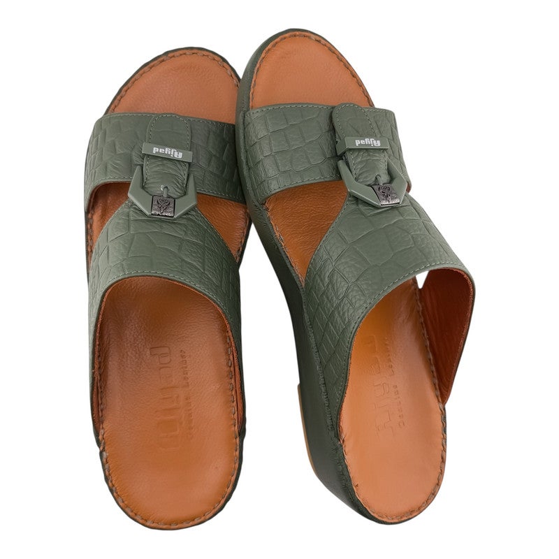 AJYAD Handmade Arabic Sandals For Men | Outdoor Mens Slippers | Everyday Flip Flops Open Toe | Arabic Genuine Shamwa Leather | New Design | Tan Footbed | Comfortable & LightWeight - Image 2